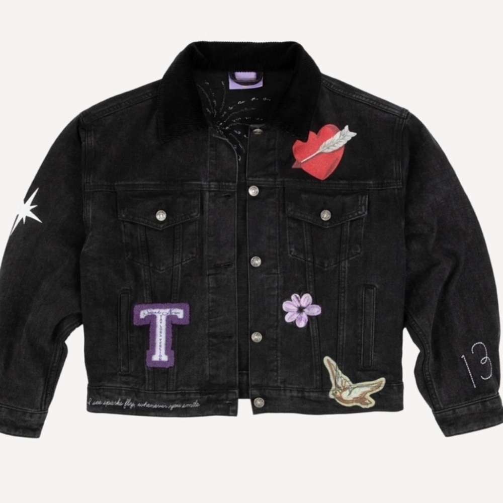 New Taylor Swift Speak Now Taylor's Version Firework Jacket Black Denim Jacket M